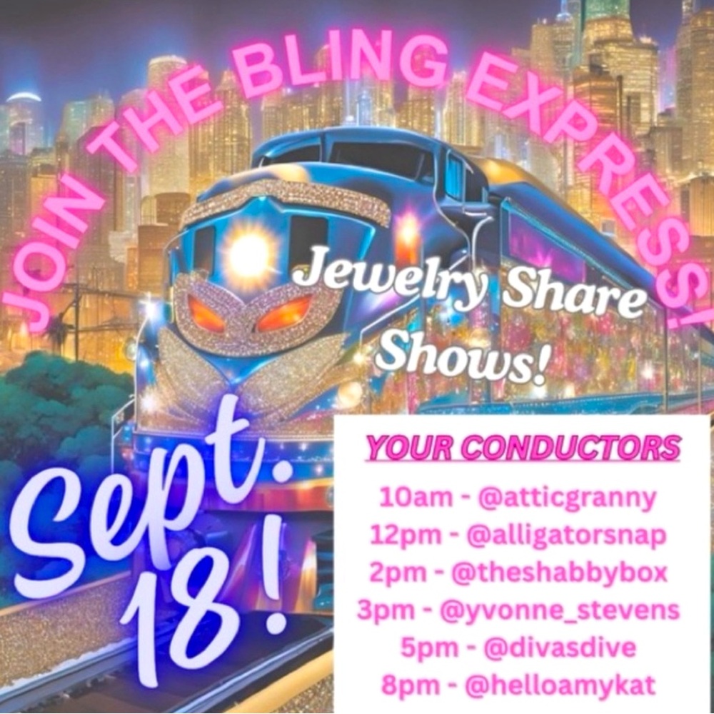 Jewelry train share show! Join Shabby at 1pm Central!